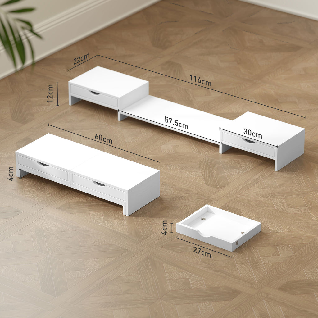 Dual Monitor Stand Riser With Drawers