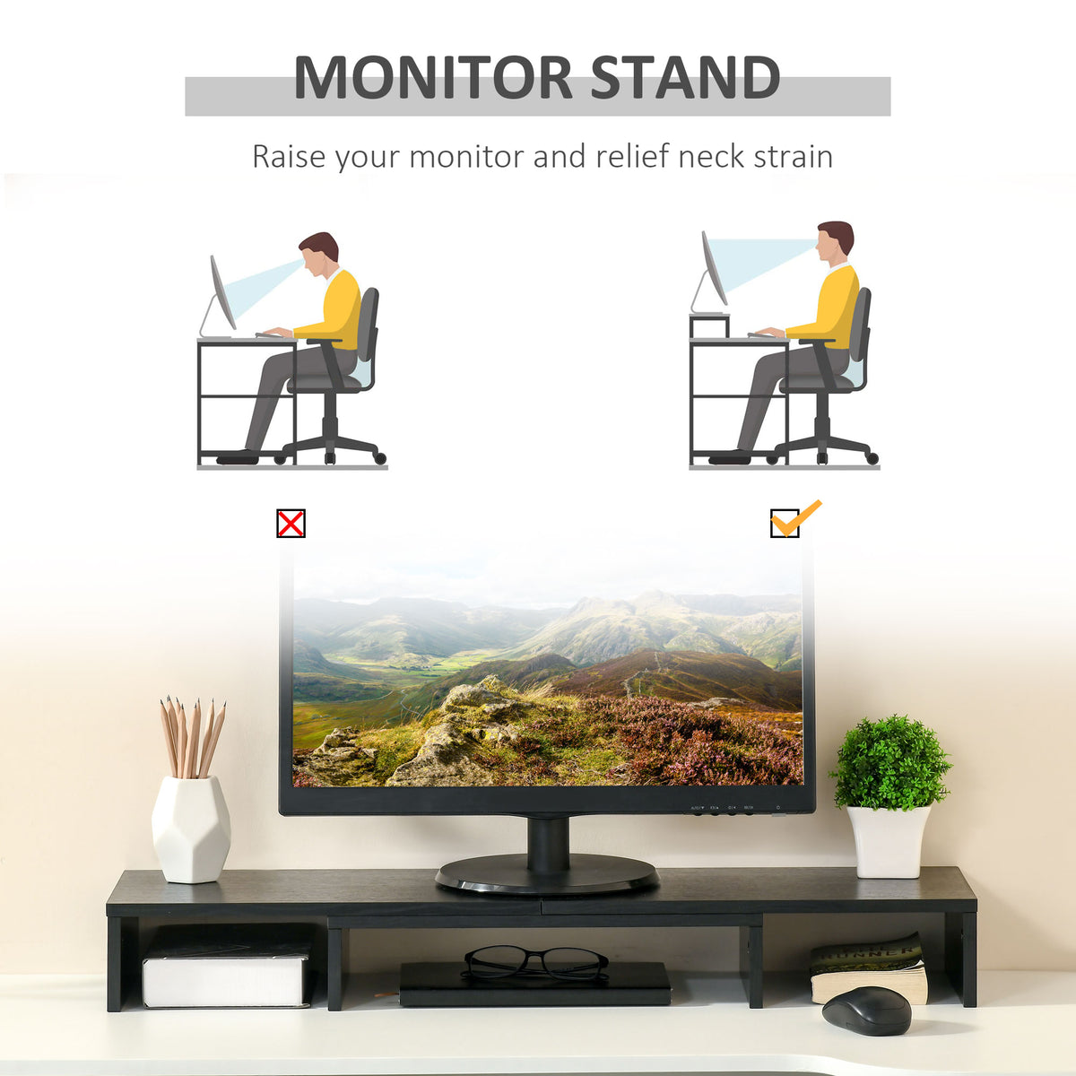 Vinsetto Dual Monitor Stand Riser