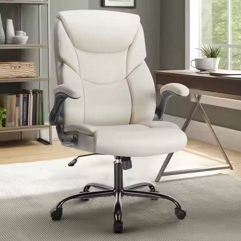 JHK Ergonomic Office Chair Heavy Duty Task Desk Chair with Flip-up Arms PU Leather Adjustable Swivel Rolling Gaming Chair