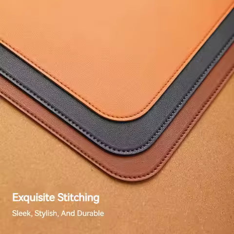 Large PU Leather Cork Desk Pad, Non-Slip Office Mouse Pad & Desk Protector, Waterproof Laptop Desk Mat