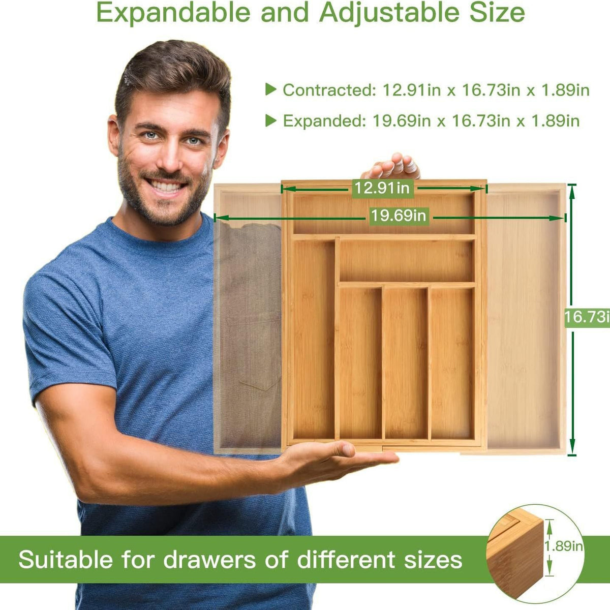 Expandable Bamboo Drawer Organizer